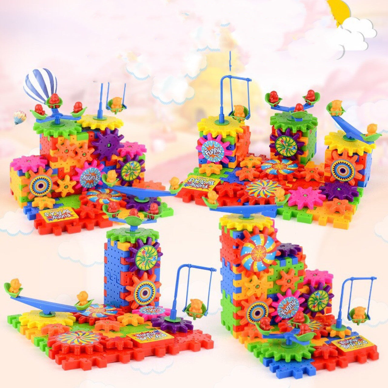 Kits de Construcción de Engranajes Eléctricos 3D - Bloques de Plástico, Juguetes Educativos para Niños
