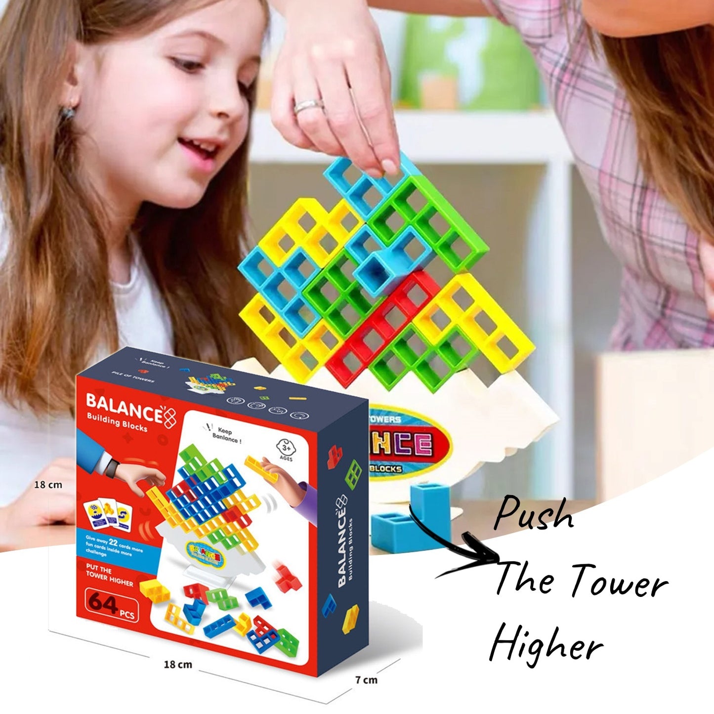 Juegos de Equilibrio y Apilamiento - Juguetes de Bloques para Niños y Adultos, Torre de Bloques para Fiestas Familiares, Viajes, Niños y Niñas, Rompecabezas de Construcción
