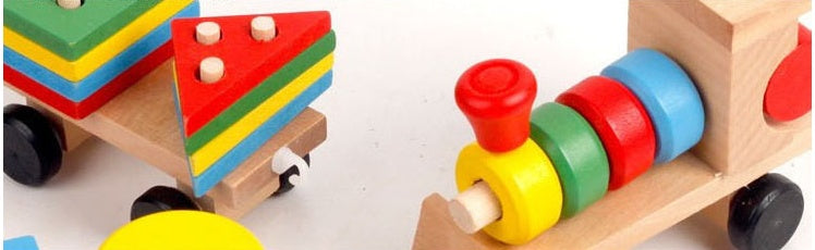 Tren de Madera de Tres Secciones - Juguete Tractor, Rompecabezas de Inteligencia para Niños, Juguetes Educativos