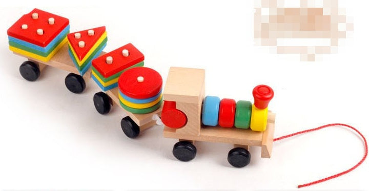 Tren de Madera de Tres Secciones - Juguete Tractor, Rompecabezas de Inteligencia para Niños, Juguetes Educativos