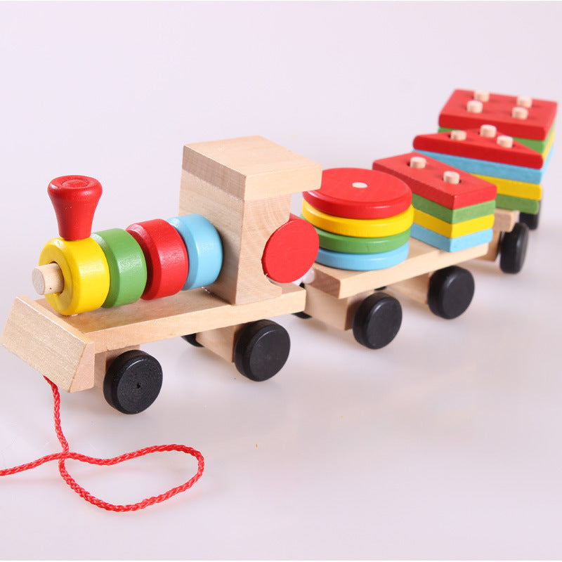 Tren de Madera de Tres Secciones - Juguete Tractor, Rompecabezas de Inteligencia para Niños, Juguetes Educativos