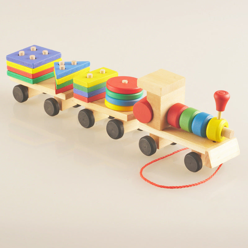 Tren de Madera de Tres Secciones - Juguete Tractor, Rompecabezas de Inteligencia para Niños, Juguetes Educativos